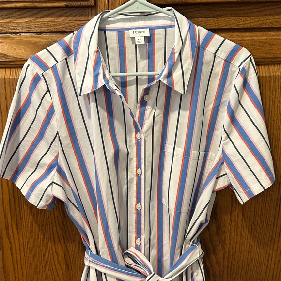 J. Crew Belted Striped Shirt Dress - Picture 5 of 9